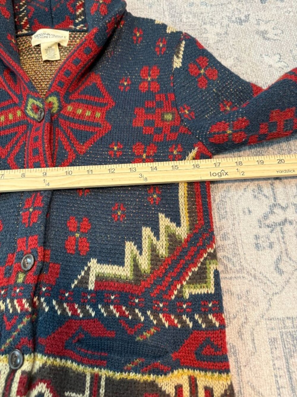 Ralph Lauren Denim & Supply Aztec Southwestern Cardigan Sweater Medium Wool Cozy - Picture 9 of 9